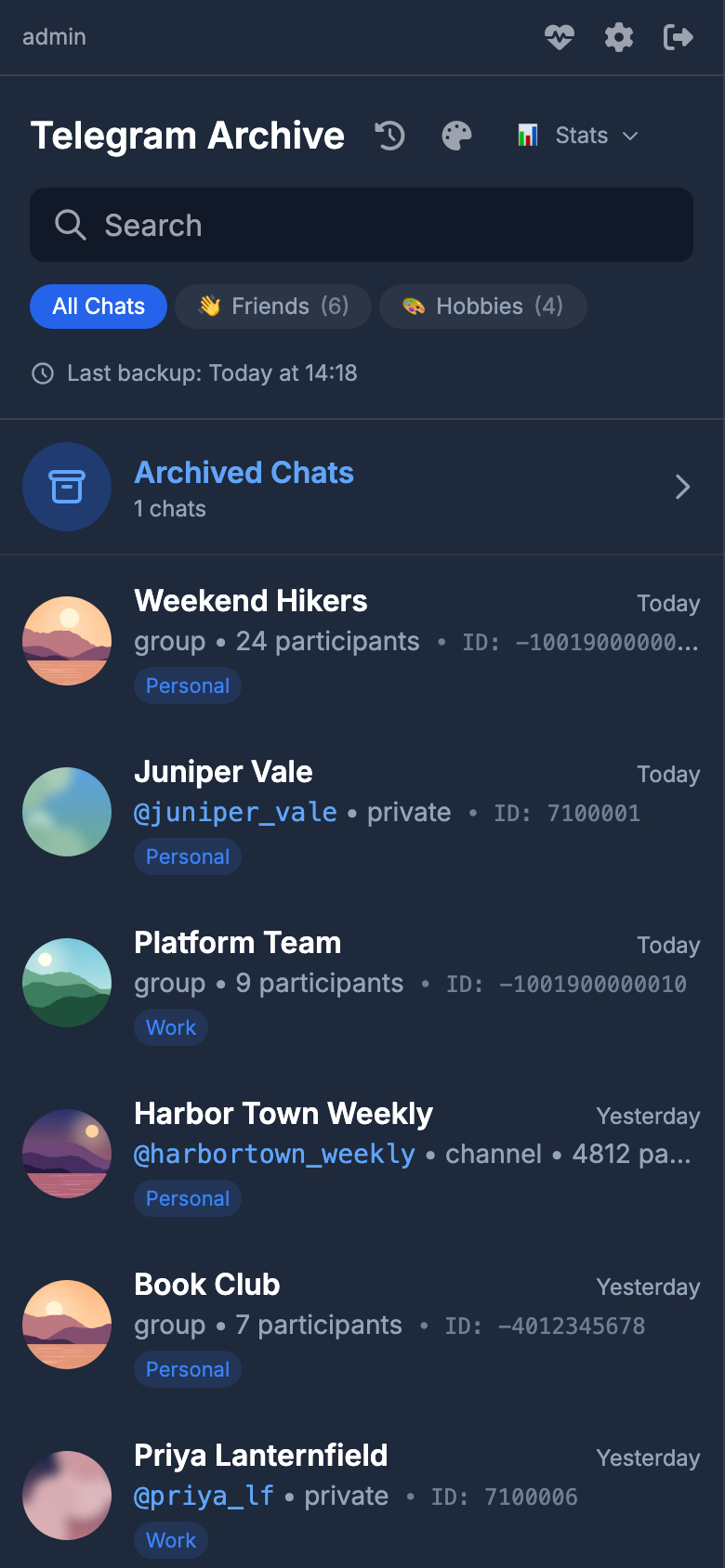 The chat list on a phone