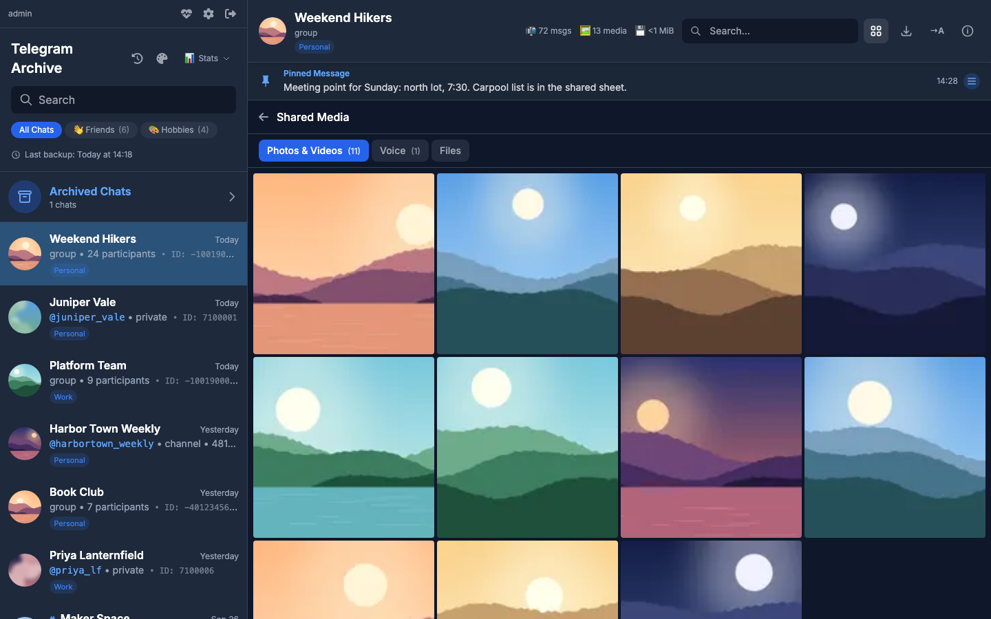 Shared Media with the Photos & Videos tab open