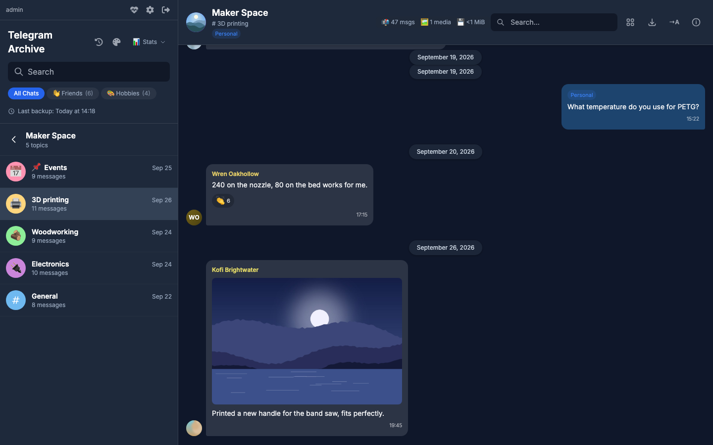 A forum with its topics in the sidebar and one topic open